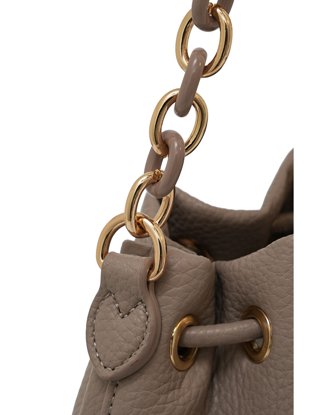 Bej Zincir Detaylı Büzgülü Kadın Omuz Çantası MB03-4