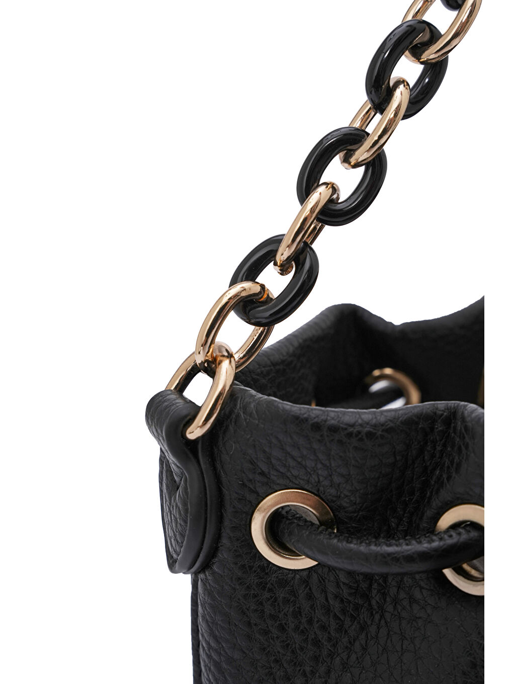 Siyah Zincir Detaylı Büzgülü Kadın Omuz Çantası MB03-3