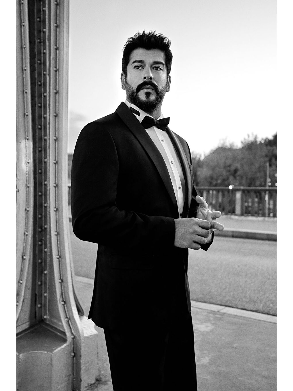 Erkek Siyah Slim Fit Dar Kesim Şal Yaka Armürlü Smokin Takım-8