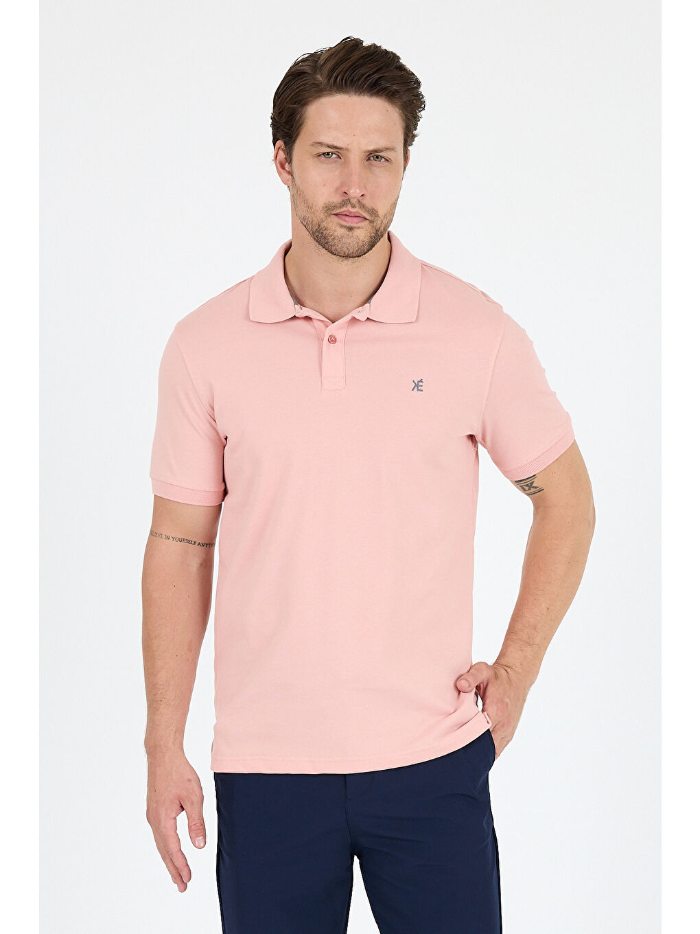 Pembe Polo Yaka Kısa Kollu Pike Erkek Tişört