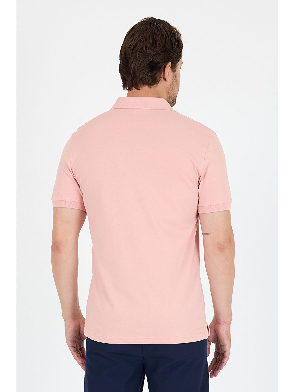 Pembe Polo Yaka Kısa Kollu Pike Erkek Tişört-4