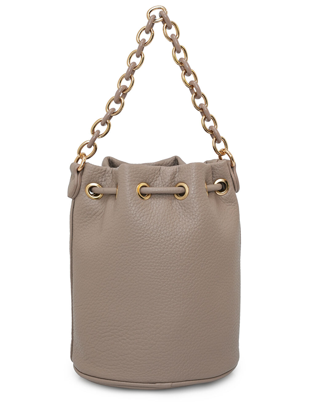 Bej Zincir Detaylı Büzgülü Kadın Omuz Çantası MB03-6