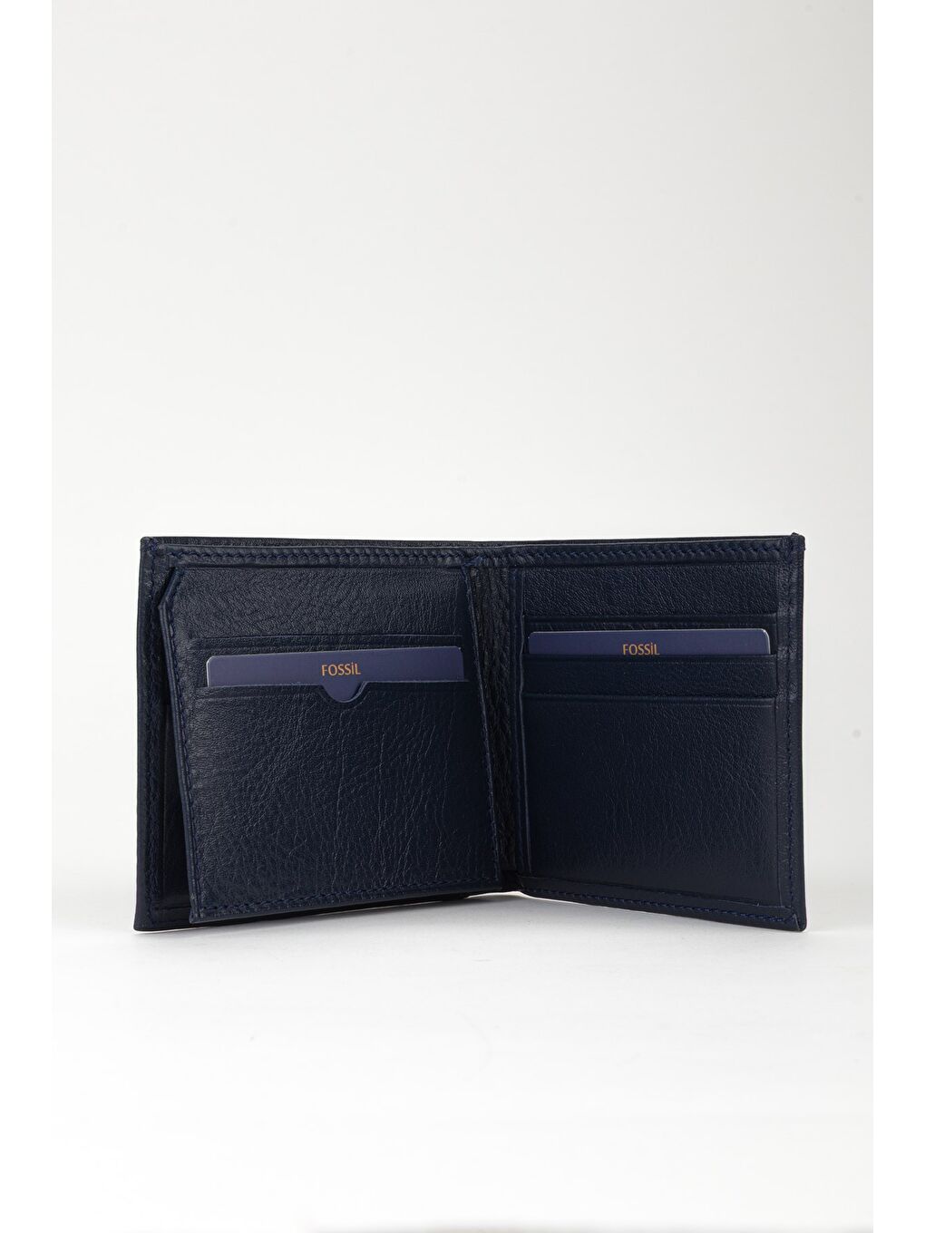 Lacivert Kutulu Hakiki Deri Yatay El Portföyü Cüzdan-1