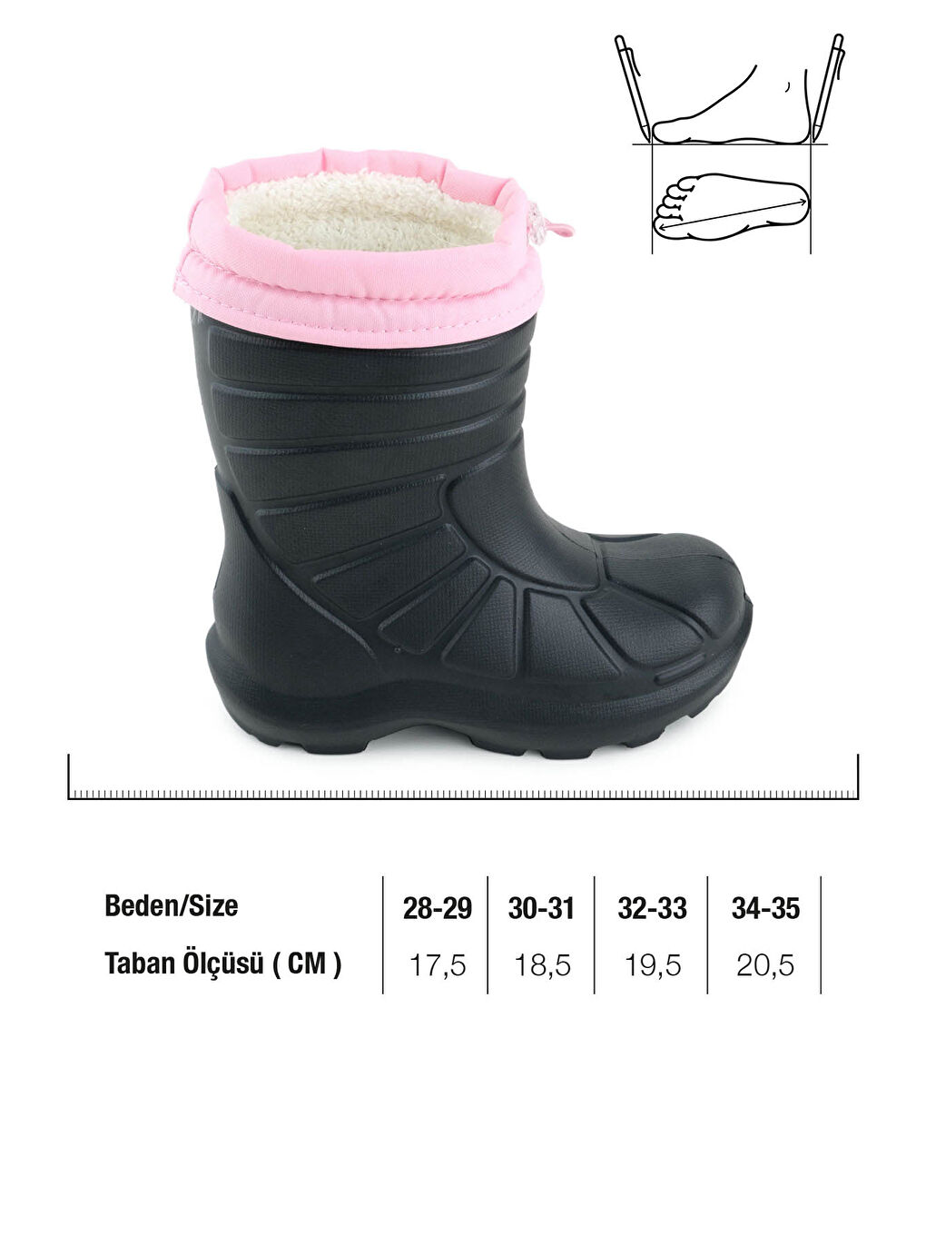 Siyah Kız Çocuk Kışlık Eva Boğazdan Lastikli Sessiz Taban Kar Bot Çizme-1