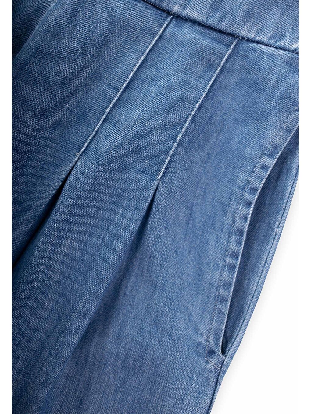 Geniş Paça Jean Pantolon 4-12 Yaş Mavi-2