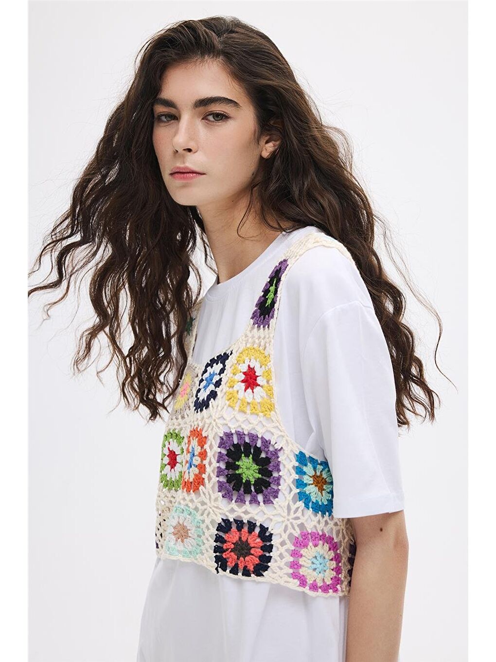 Karışık Renkli Patchwork Bluz-2