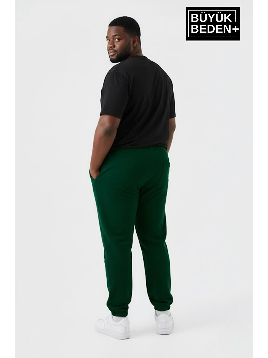 Yeşil Erkek Büyük Beden N Logolu Paça Lastikli Rahat Kesim Jogger İnce Eşofman Altı SPR26BEA951-4-1