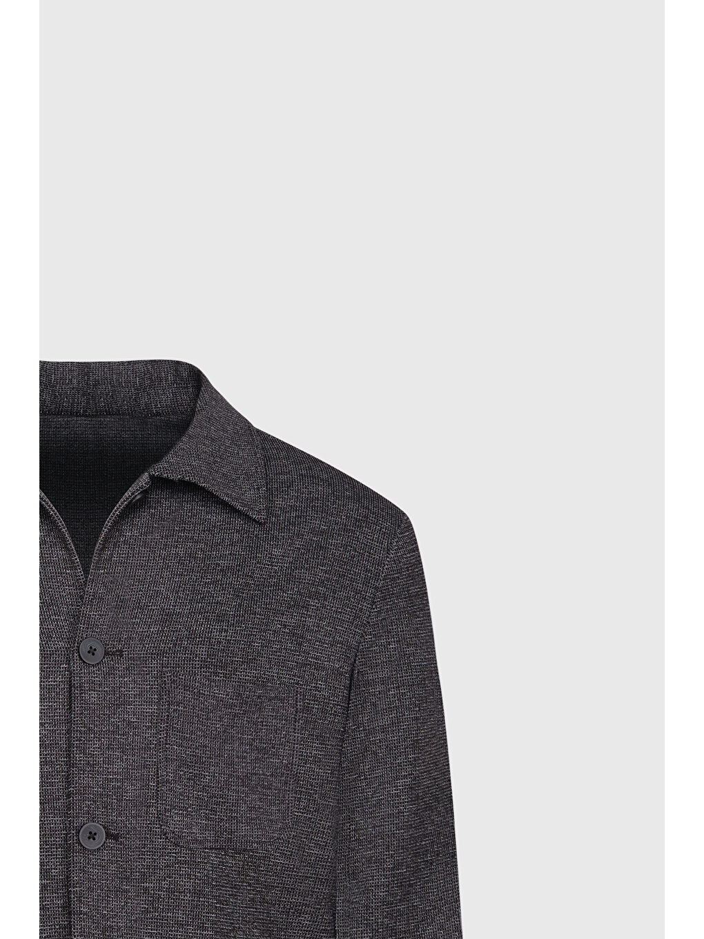 Erkek Siyah Comfort Fit Rahat Kesim Gömlek Yaka Desenli Torba Cepli Ceket-9