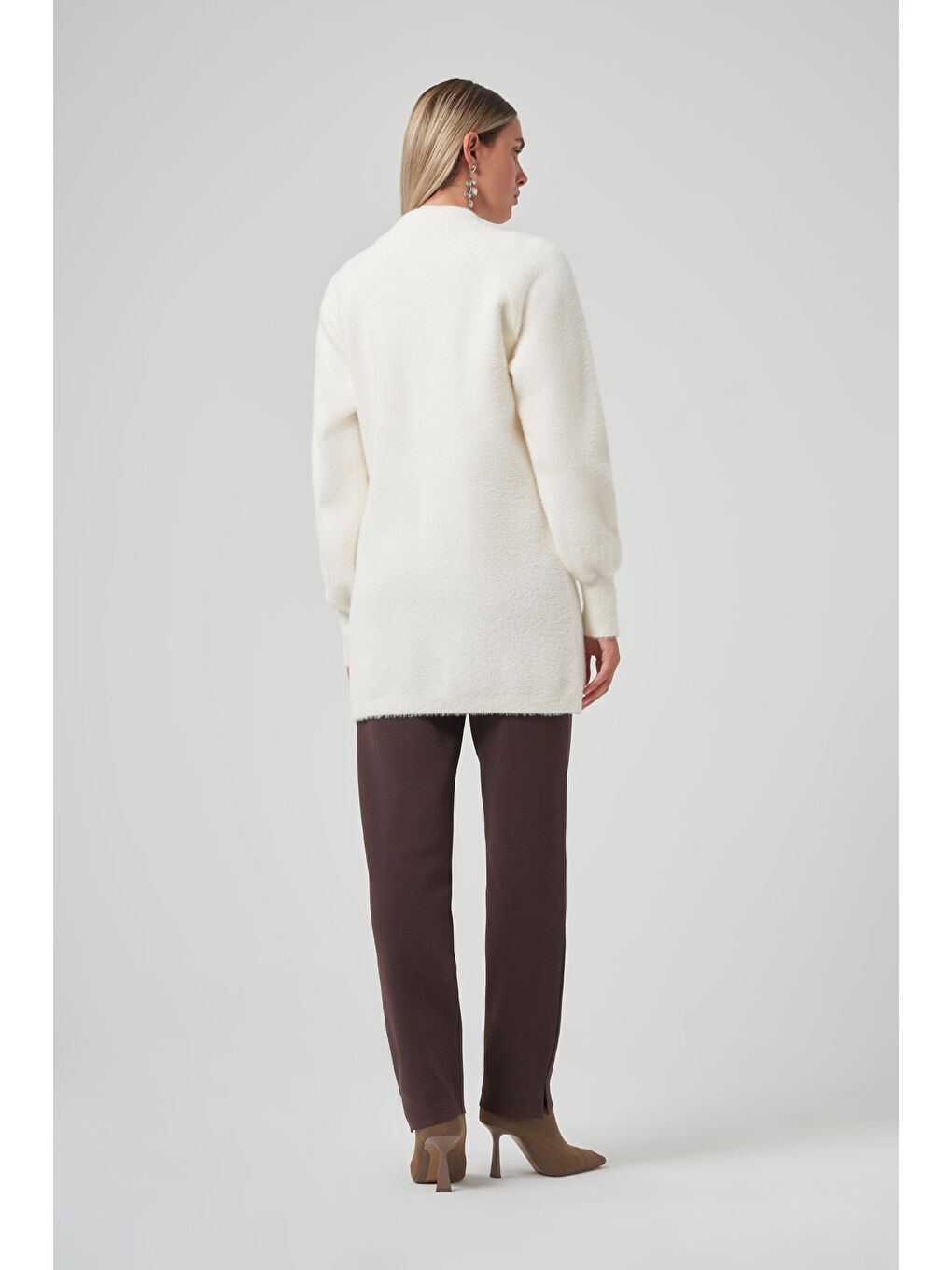 Cep Detay Angora Hırka 7008 Ekru-2