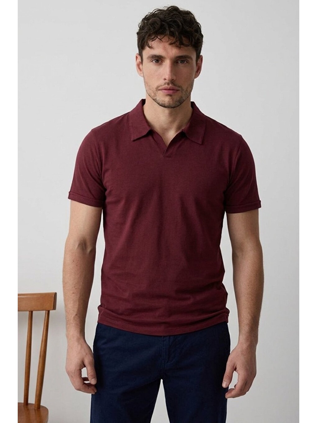 Erkek Polo Yaka Premium Comfort Spor Bordo Tişört-2
