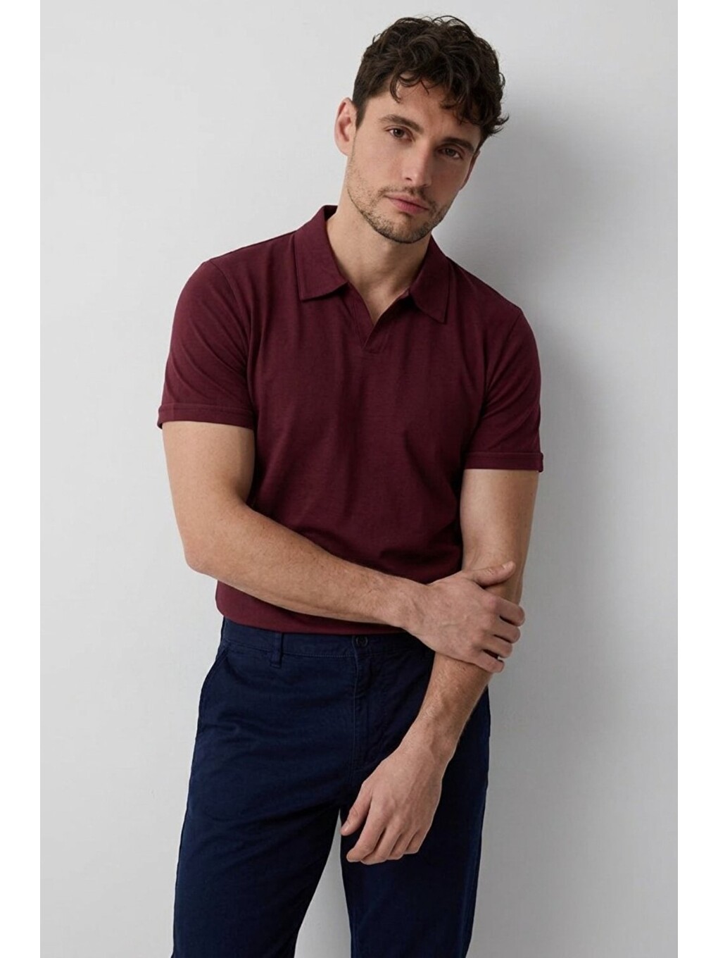 Erkek Polo Yaka Premium Comfort Spor Bordo Tişört-3