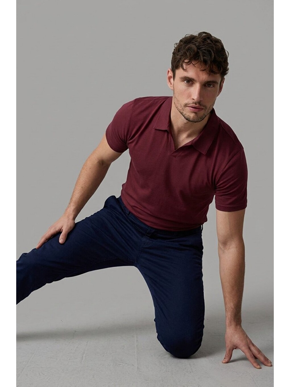 Erkek Polo Yaka Premium Comfort Spor Bordo Tişört-4