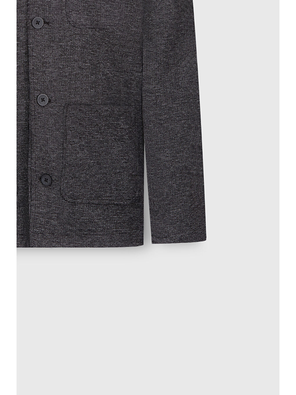 Erkek Siyah Comfort Fit Rahat Kesim Gömlek Yaka Desenli Torba Cepli Ceket-10