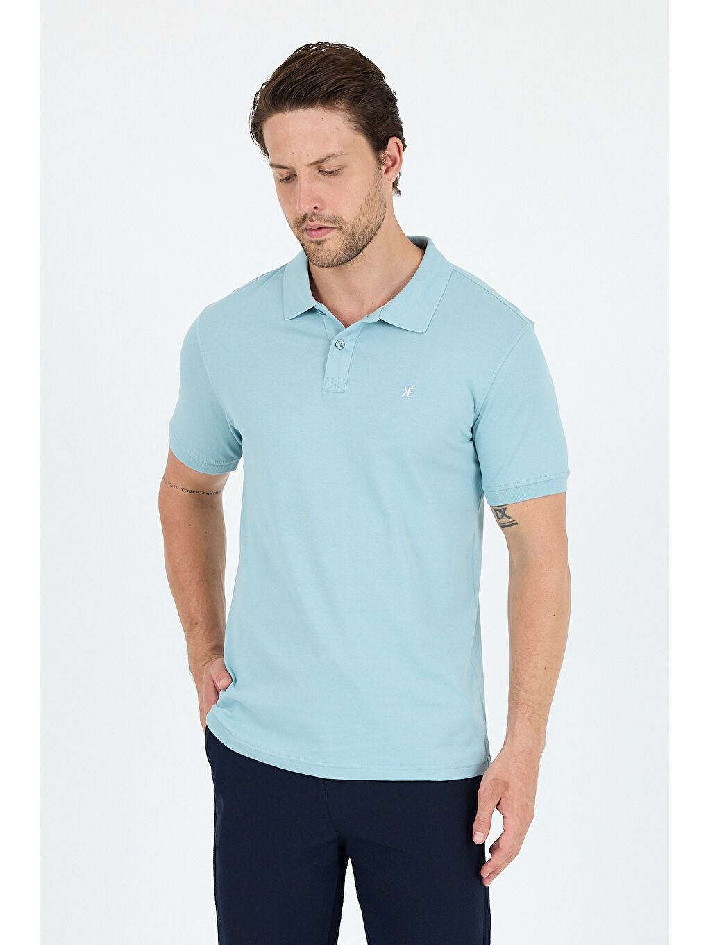 Yeşil Polo Yaka Kısa Kollu Pike Erkek Tişört