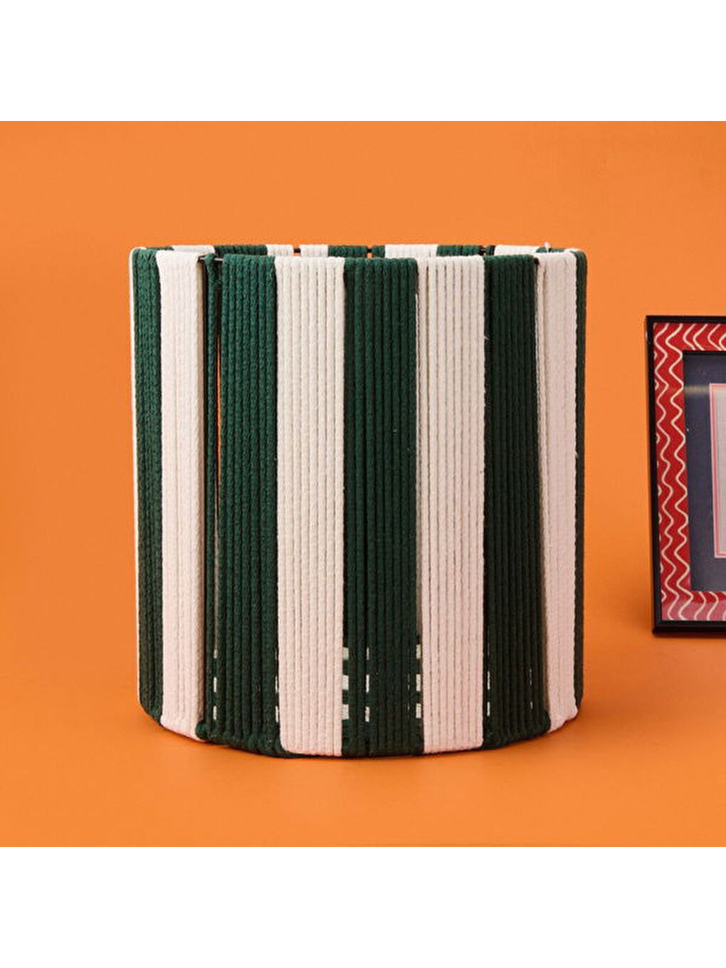 Nautical Fun Silindir Dekoratif Sepet - Beyaz / Yeşil - 30x30 cm-2