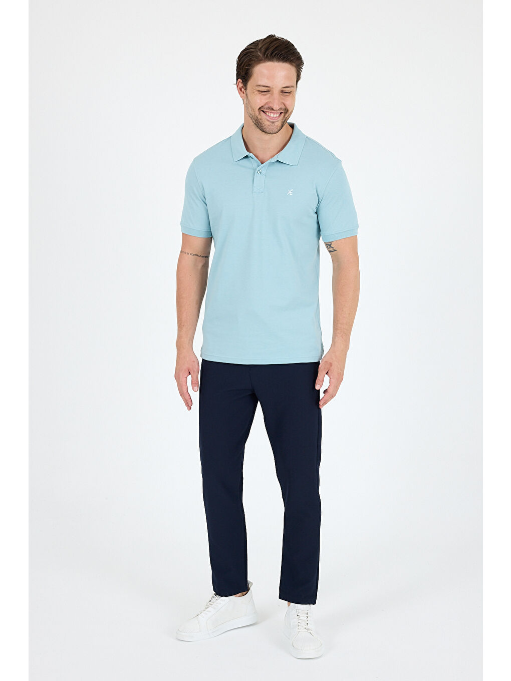 Yeşil Polo Yaka Kısa Kollu Pike Erkek Tişört-1