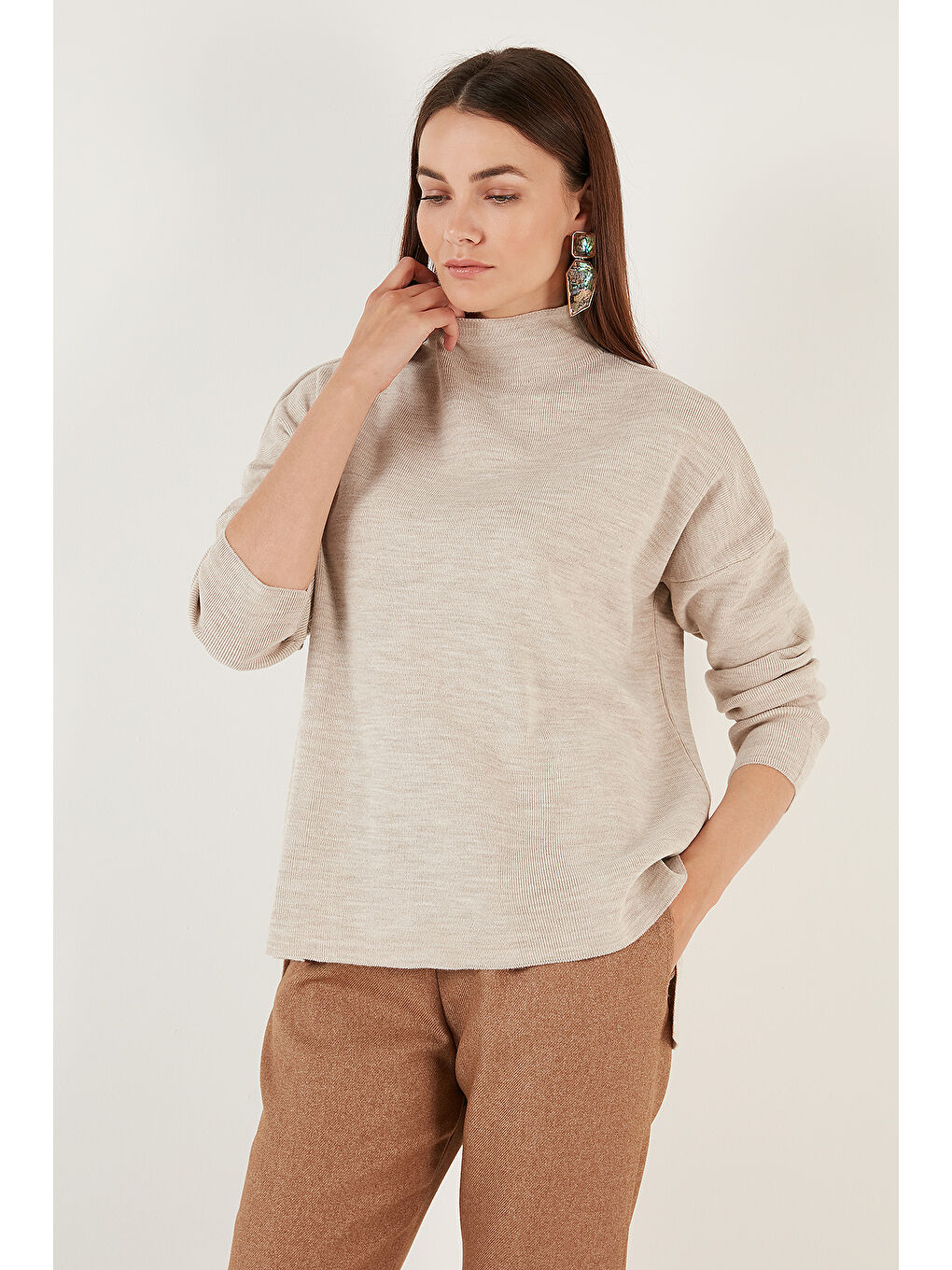 Mor Pamuklu Arkası Uzun Dik Yaka 2'li Paket Triko Kazak 4615002S2-2