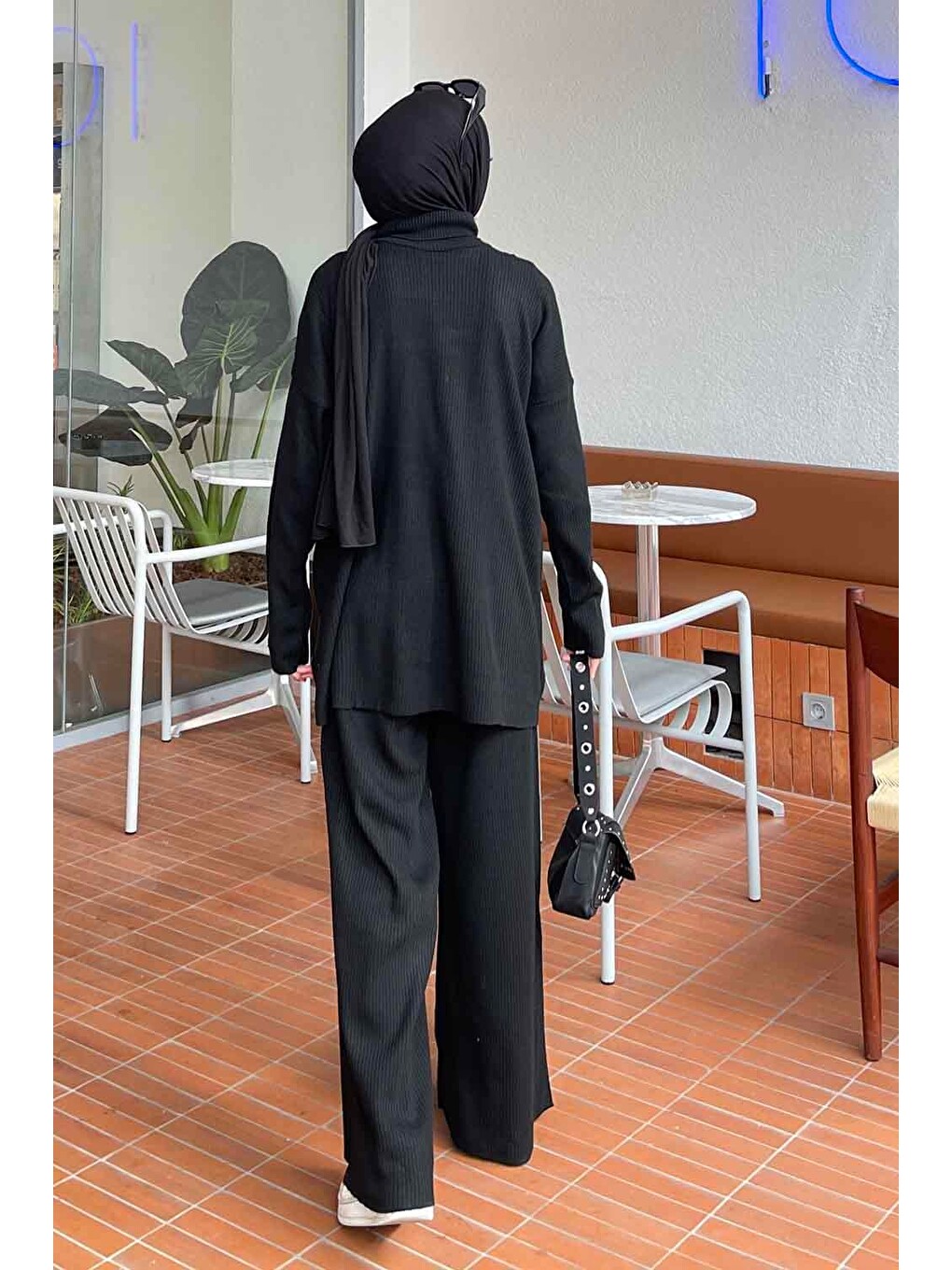 Fitilli Triko Takım Siyah-3