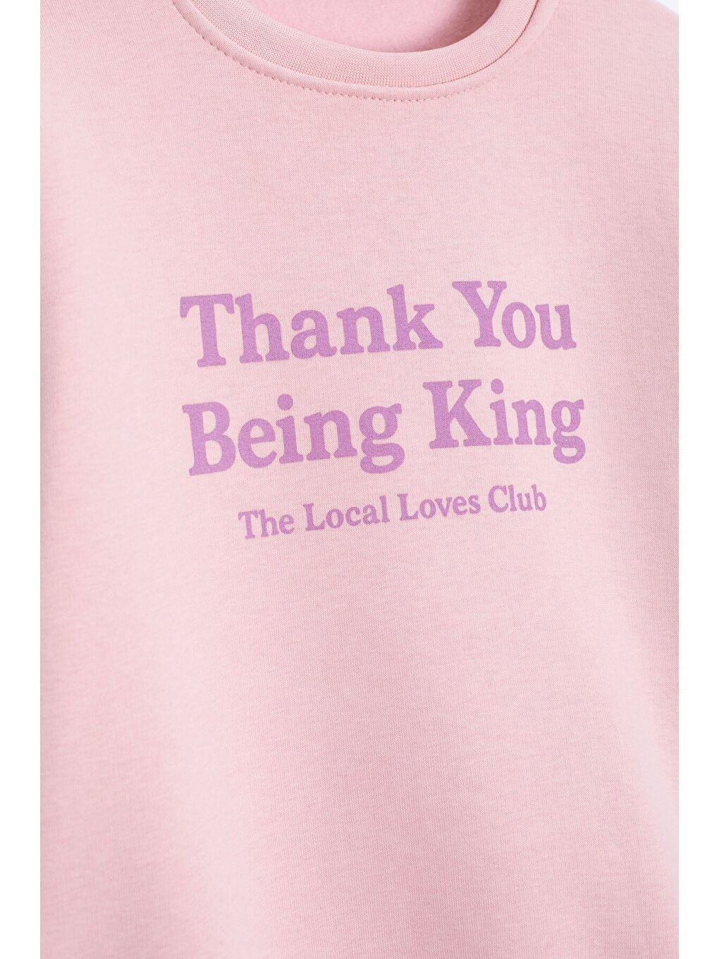 Pembe Somon Yazı Baskılı Bisiklet Yaka Kız Çocuk Şardonlu Sweatshirt 23258-3