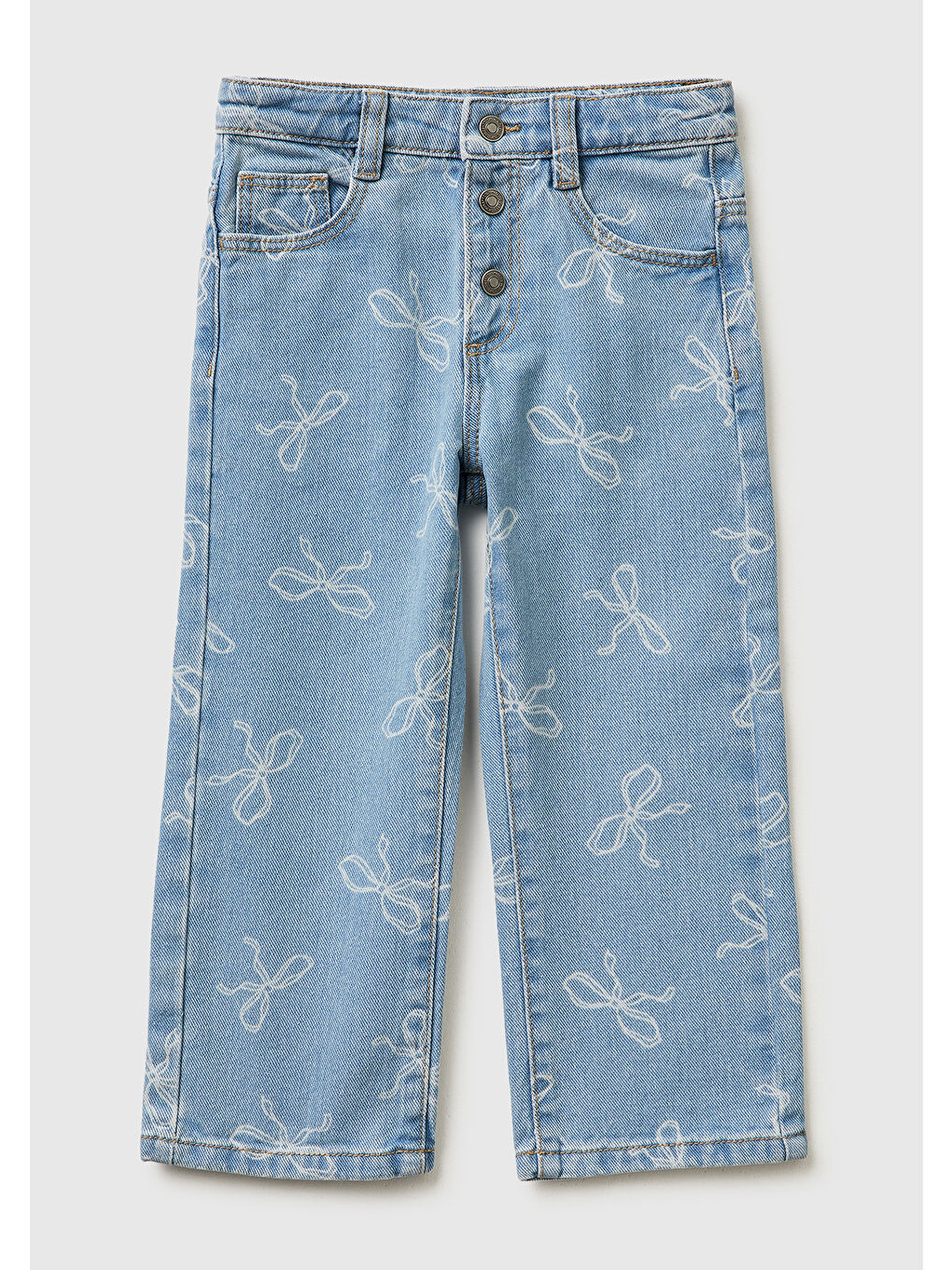 Karışık Kız Çocuk Üç Düğmeli Denim Pantolon