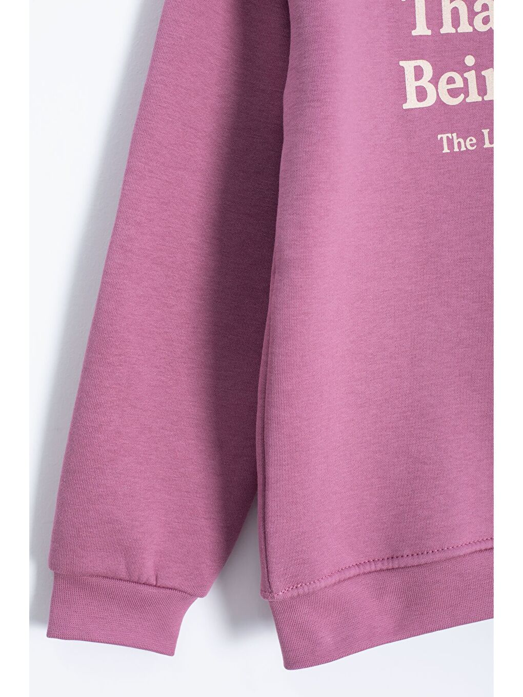 Pembe Yazı Baskılı Bisiklet Yaka Kız Çocuk Şardonlu Sweatshirt 23256-3