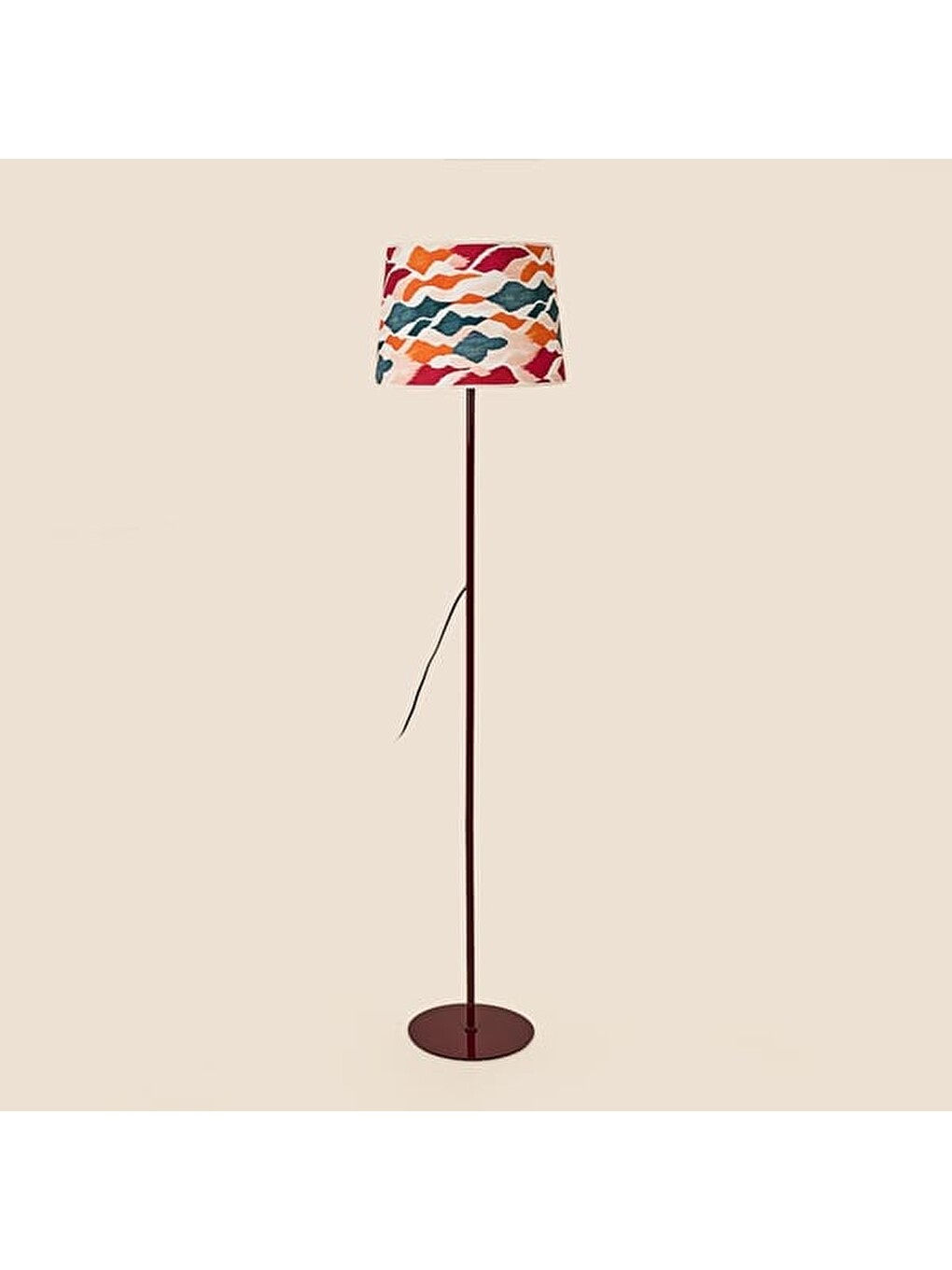 Karışık Lighting Metal Ayaklı Desenli Kumaş Başlık Lambader - Renkli - 150 cm