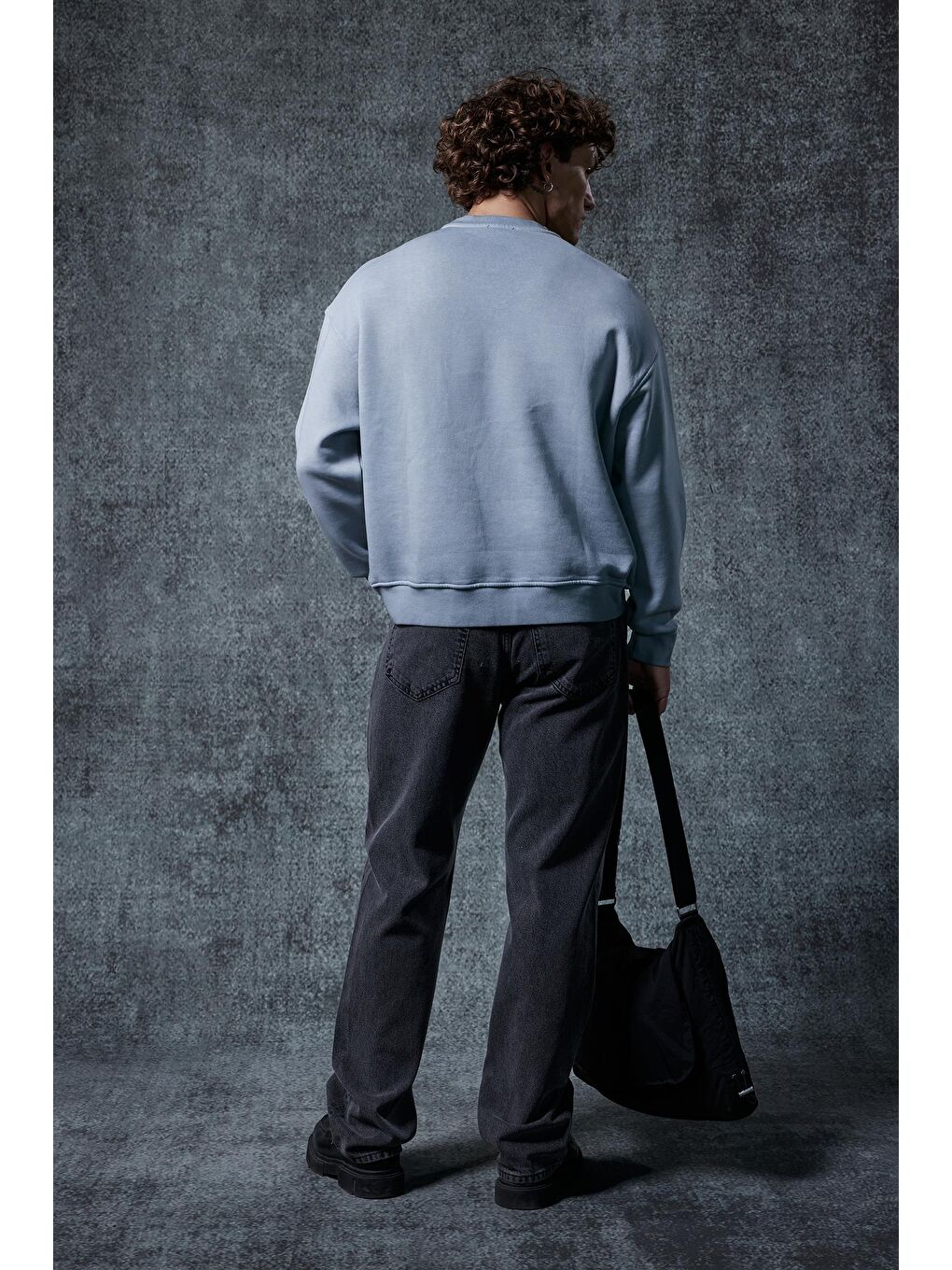 Erkek Bisiklet Yaka Cep Detaylı Sweatshirt Gri-6