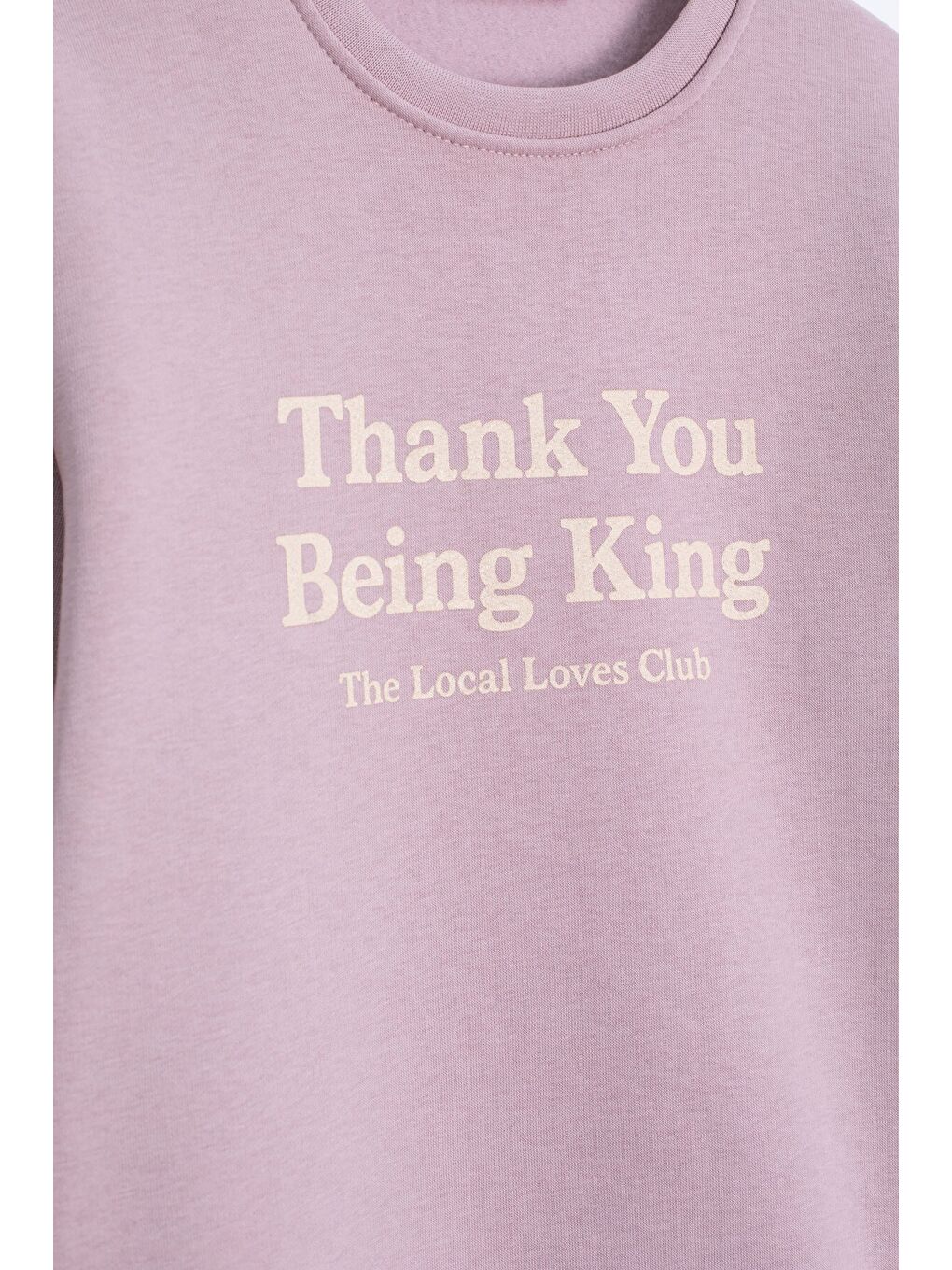 Pembe Gül Kurusu Yazı Baskılı Bisiklet Yaka Kız Çocuk Şardonlu Sweatshirt 23259-1