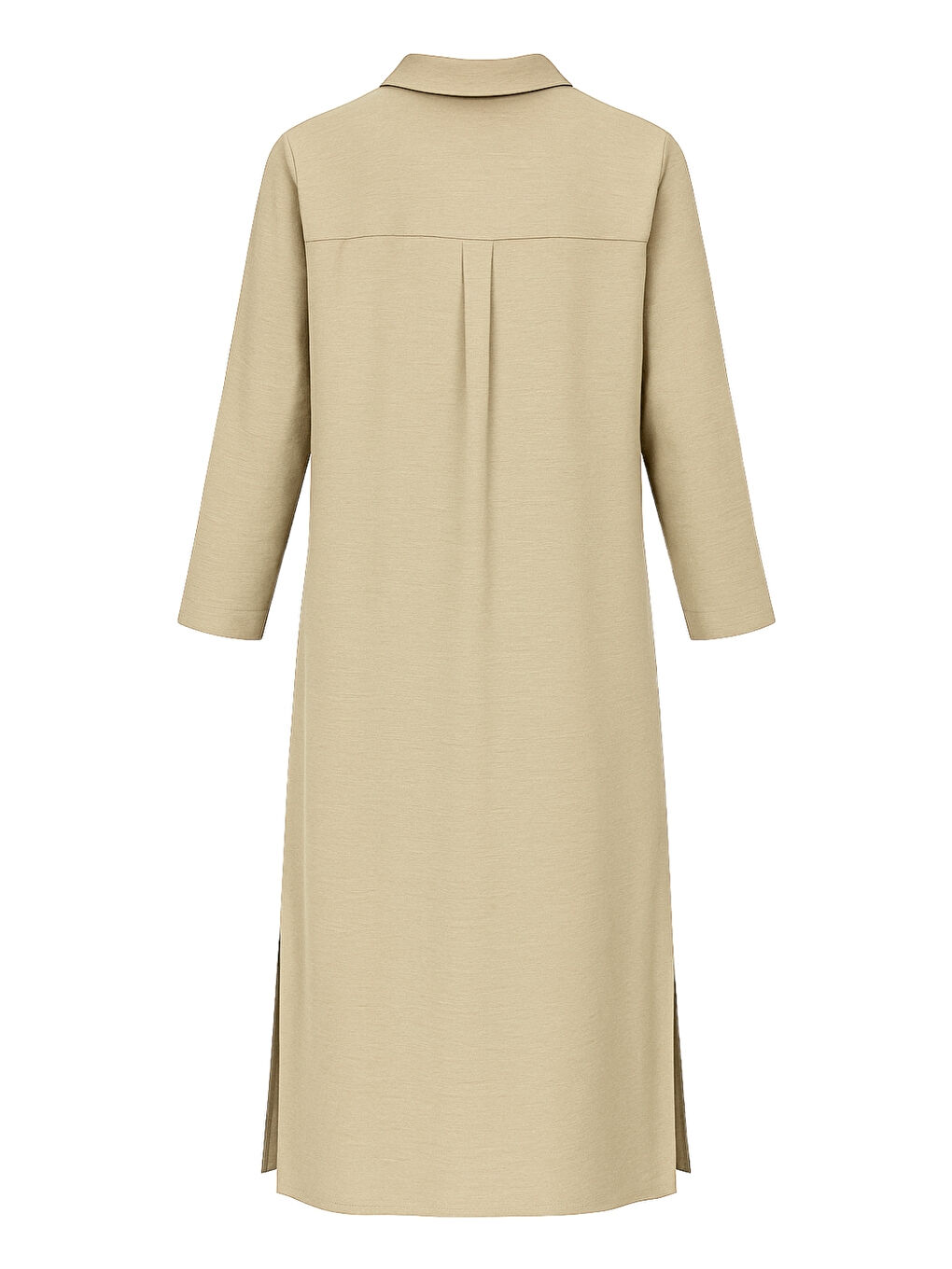 Modal Karışımlı Bej Rengi Uzun Tunik-1