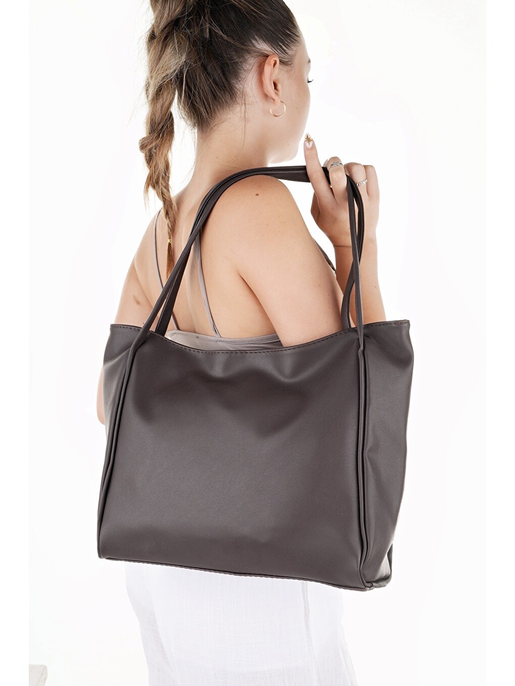Kahverengi LEA Kadın Shopper El ve Omuz Çantası-1