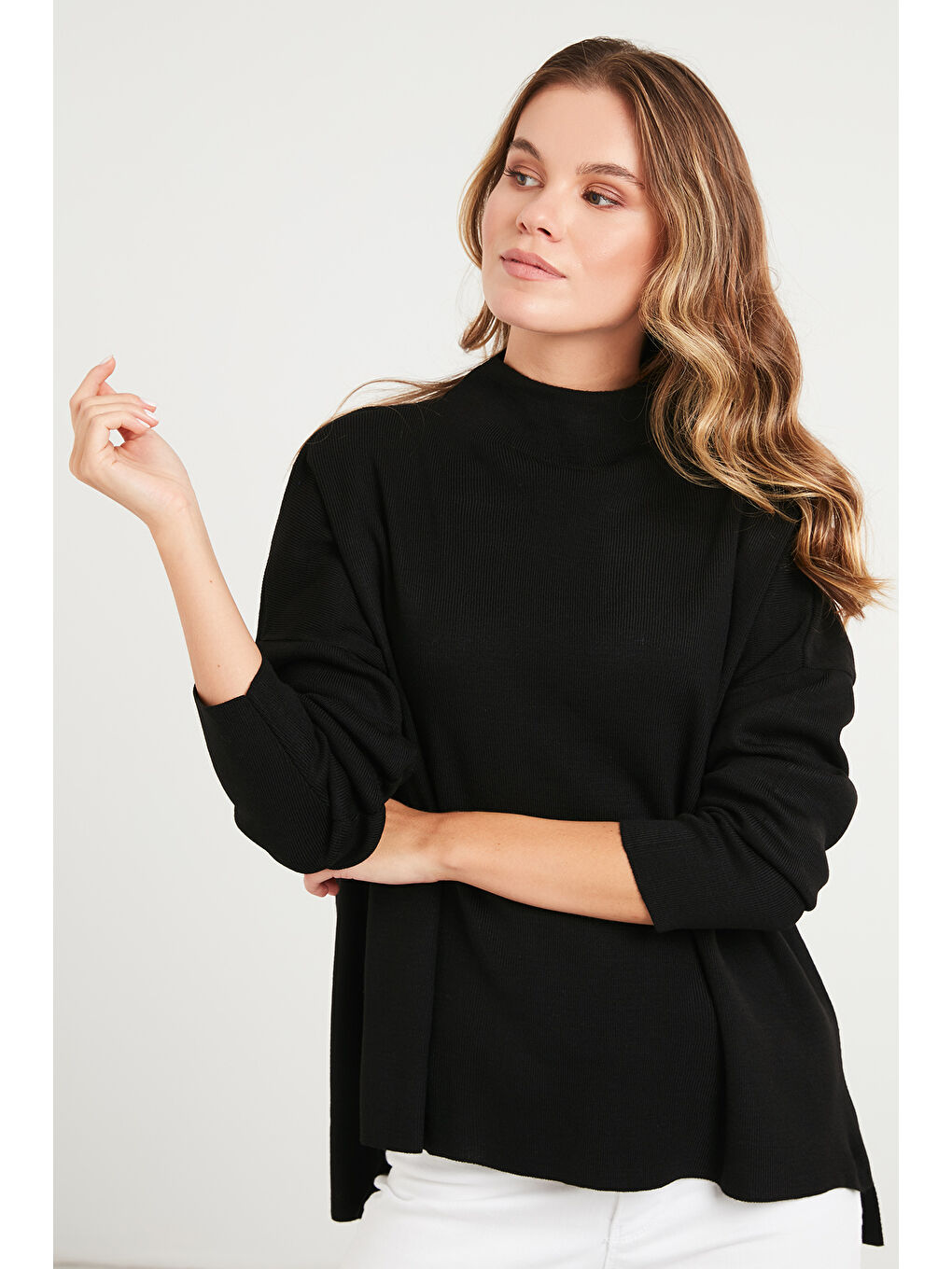 Lacivert Pamuklu Arkası Uzun Dik Yaka 2'li Paket Triko Kazak 4615002S2-2