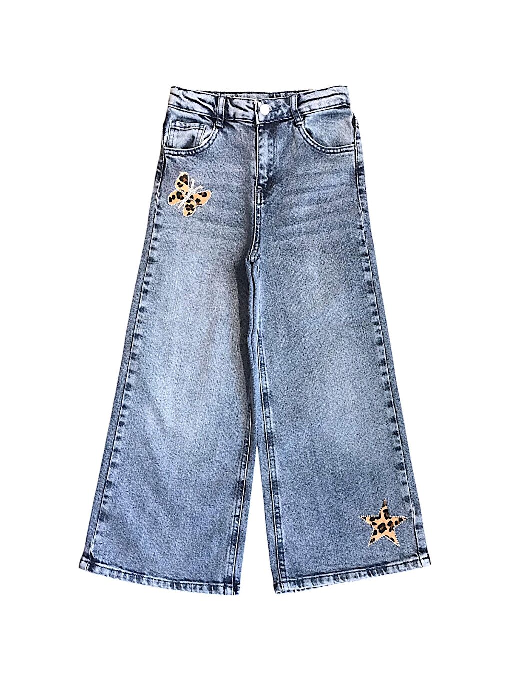 Karışık Kız Çocuk Kelebek ve Yıldız Aksesuarlı Jean Pantolon