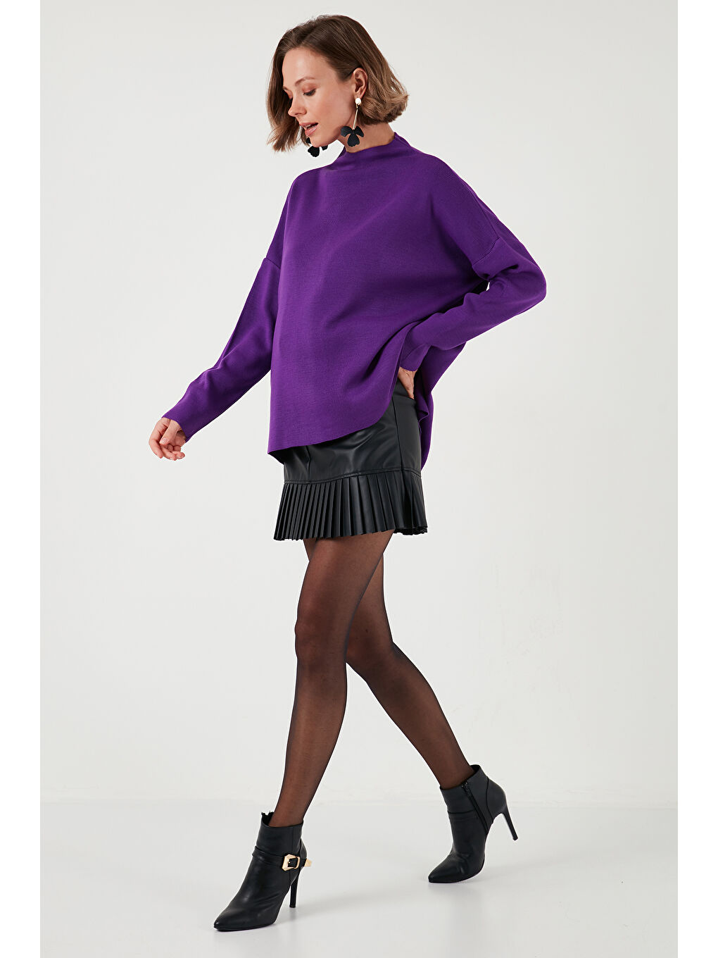 Lacivert Pamuklu Arkası Uzun Dik Yaka 2'li Paket Triko Kazak 4615002S2-3