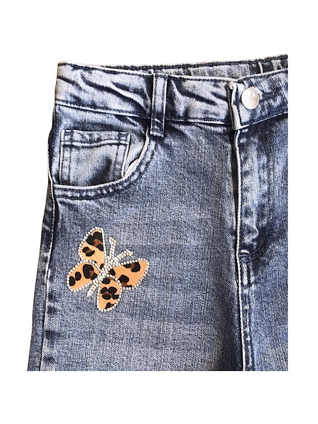 Karışık Kız Çocuk Kelebek ve Yıldız Aksesuarlı Jean Pantolon-2
