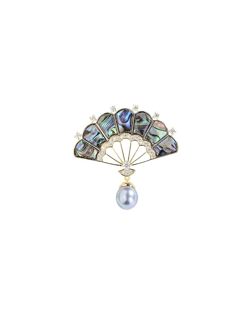 Sarı Yelpaze Modelli kadın Broş Yaka İğnesi-1