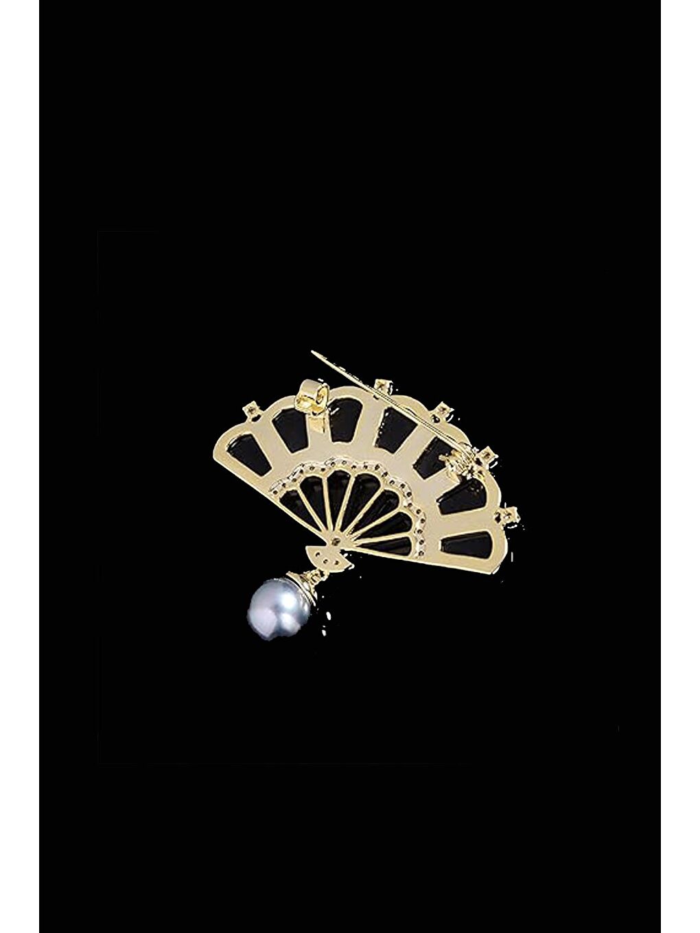 Sarı Yelpaze Modelli kadın Broş Yaka İğnesi-3