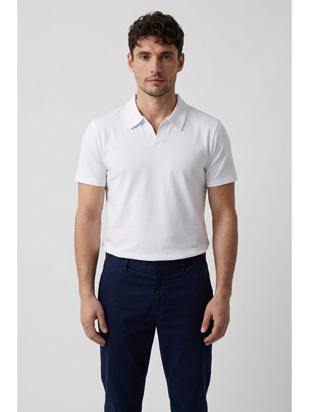 Erkek Polo Yaka Premium Comfort Spor Beyaz Tişört-2