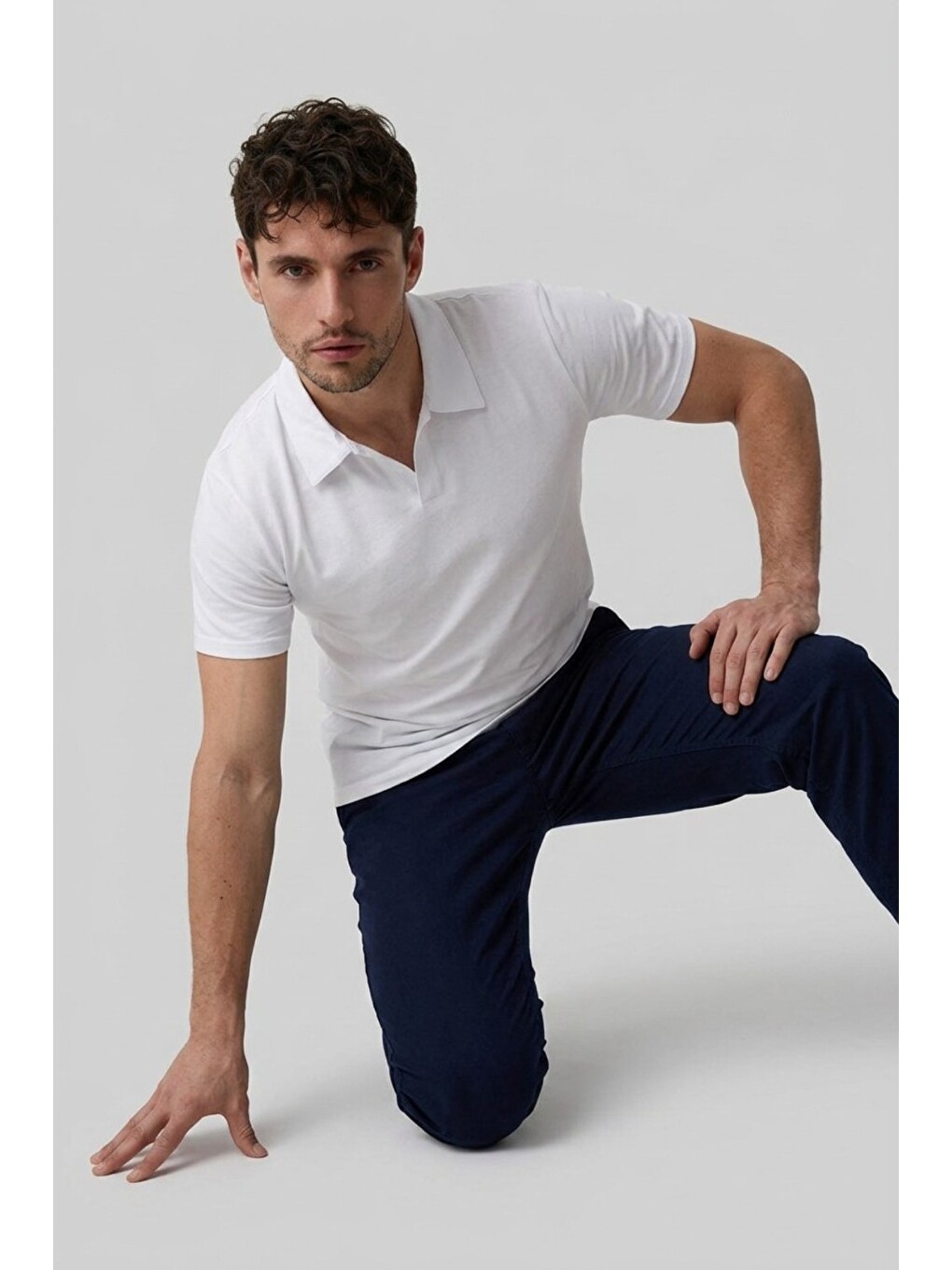 Erkek Polo Yaka Premium Comfort Spor Beyaz Tişört-4