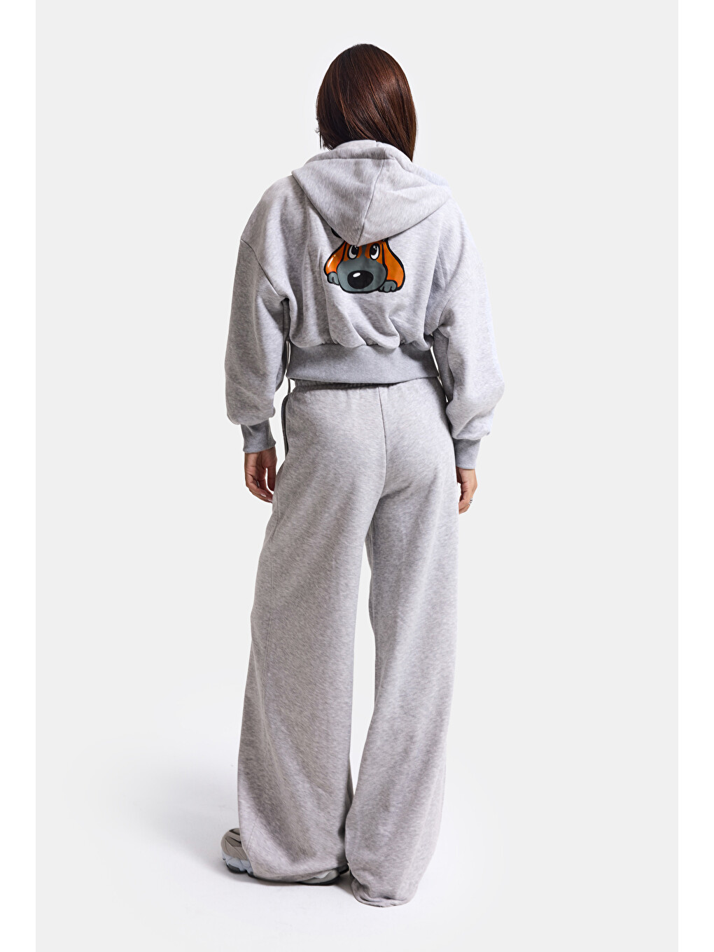 Kadın Gri W6-12 Sweatshirt Eşofman Pantolon 2'li Tasarım Takım-3