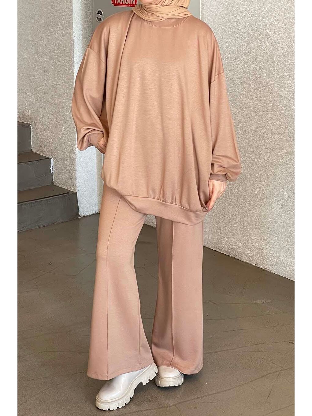 Kahverengi İkili Tesettür Takım Sütlü Kahve-1