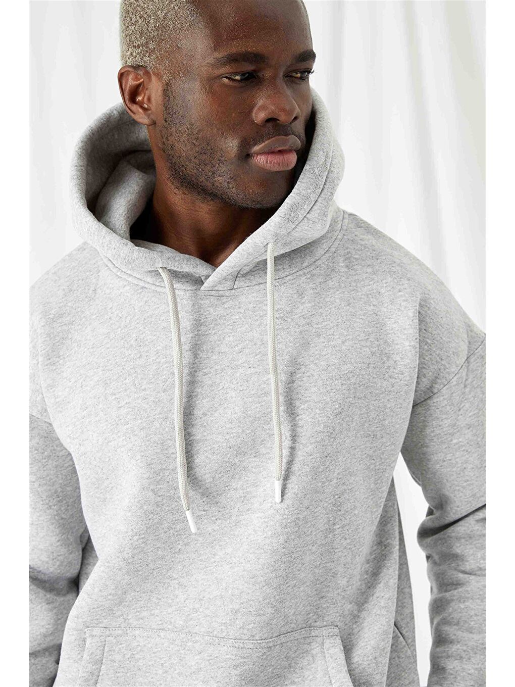Erkek Stay Oversize Gri Hoodie-1