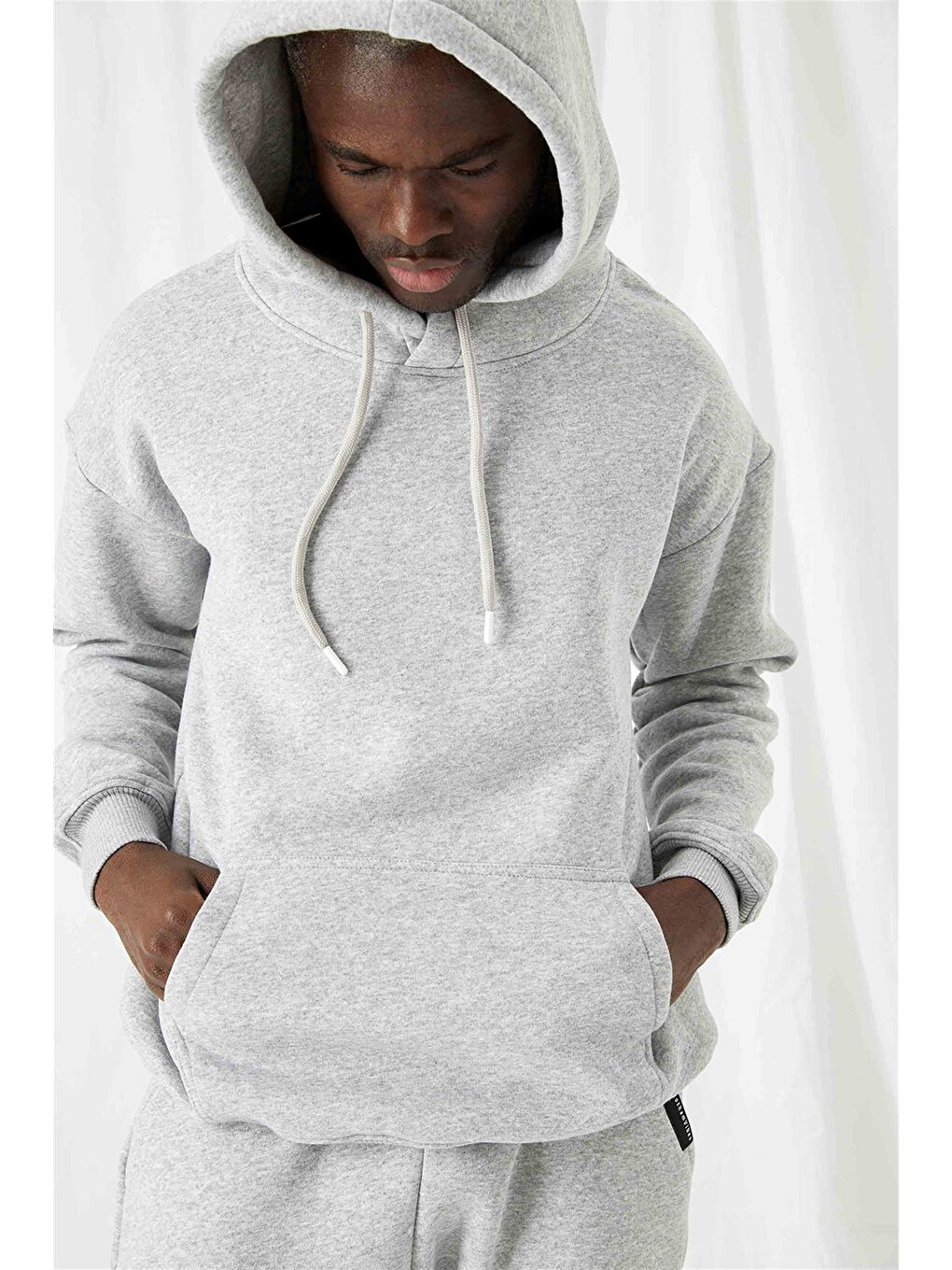 Erkek Stay Oversize Gri Hoodie-2
