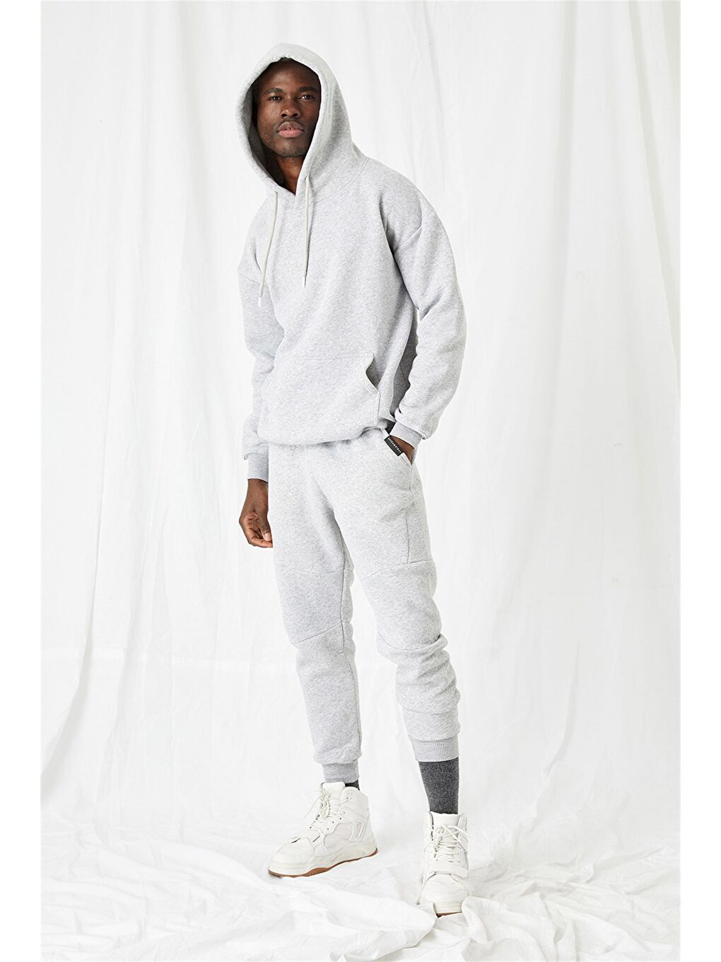 Erkek Stay Oversize Gri Hoodie-3