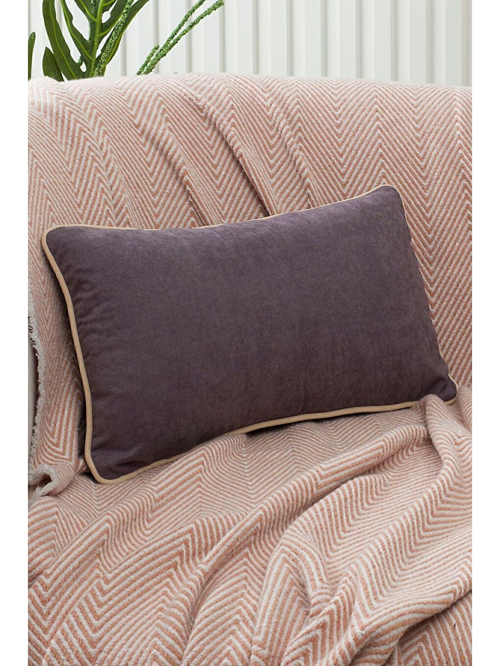 Bej Panbiy Süet Dokulu Düz Punch (panç) İçin Uygun Krem Biyeli Gri Dekoratif Kırlent Kılıfı-2