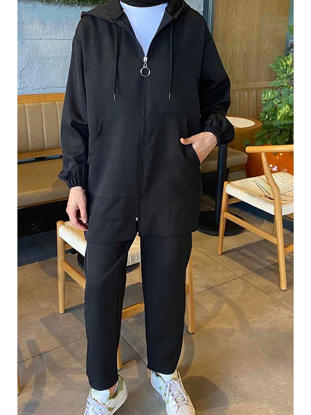 Bonita Fermuarlı Scuba Takım Siyah-3