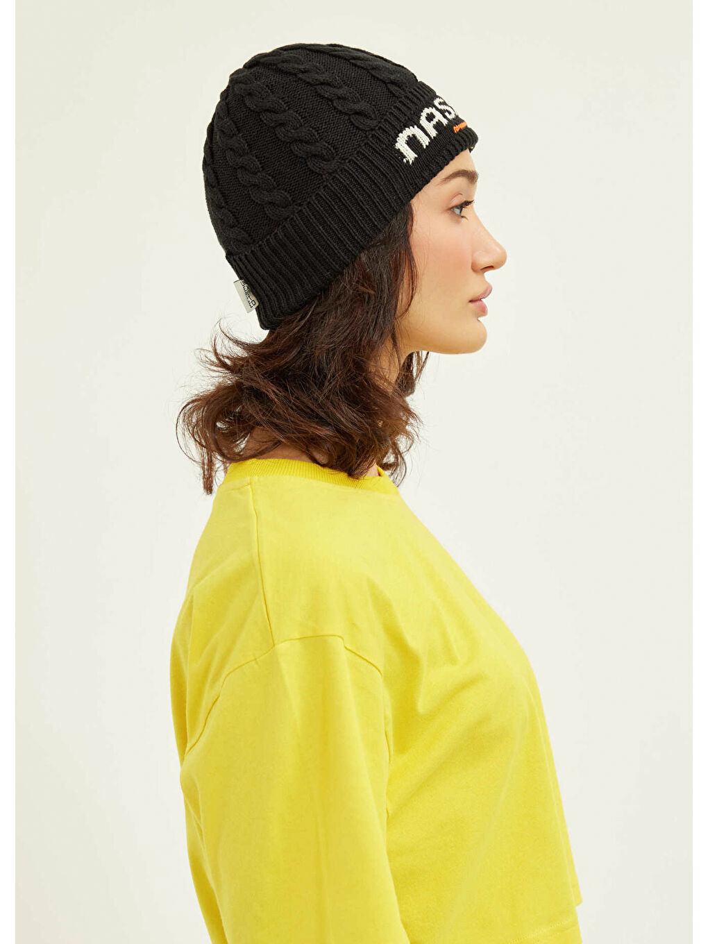 Satu Unisex Siyah Örgülü Bere-3