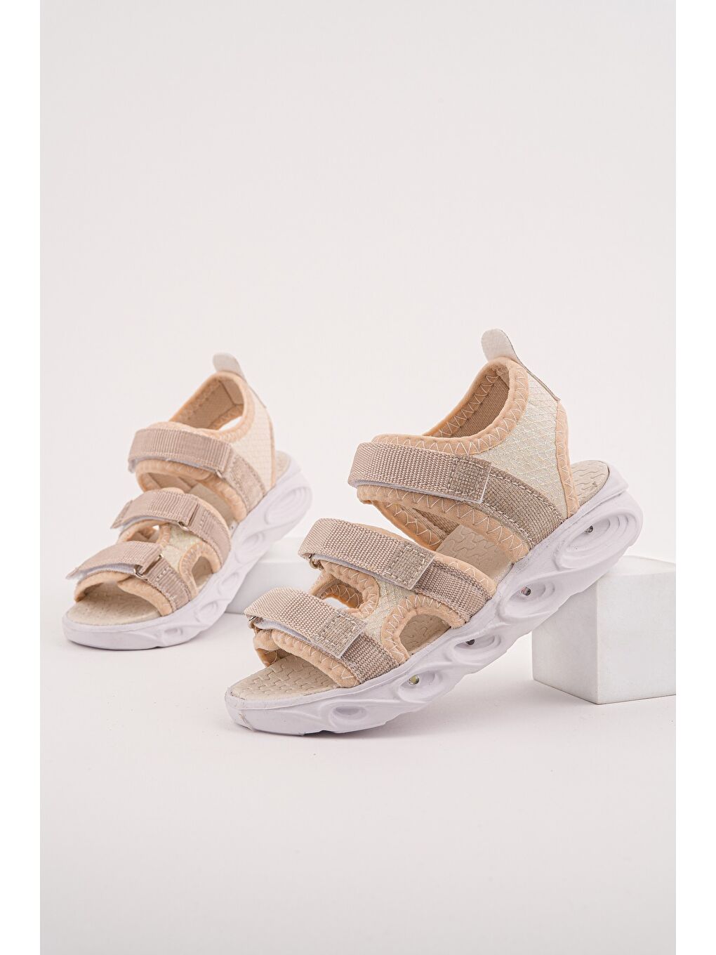 Bej TATU Kız Çocuk Cırtlı Işıklı Sandalet-3