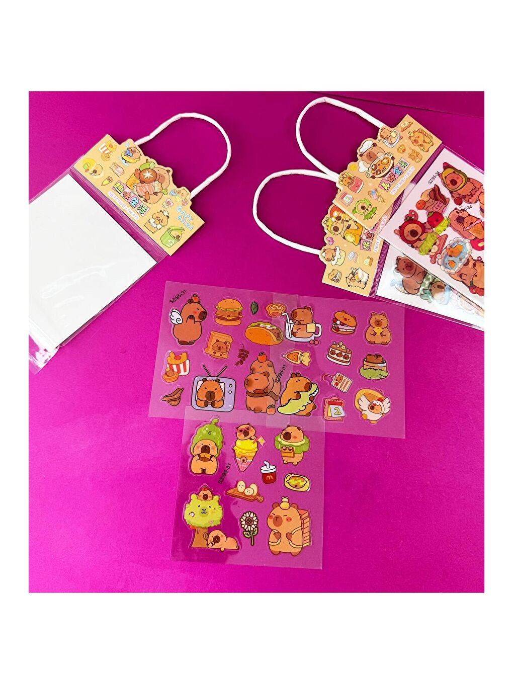 BAM HEDİYELİK EŞYA 4 lü Sevimli Capybara Sticker - 1
