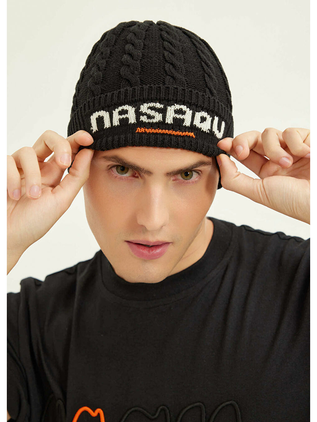 Satu Unisex Siyah Örgülü Bere-6