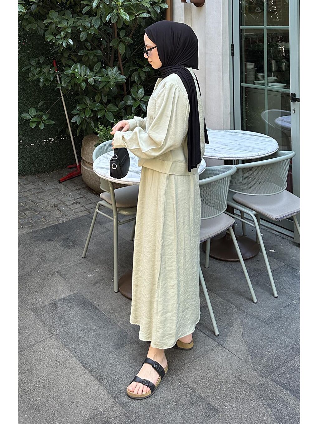 Etekli Tesettür Takım Küf Yeşili-1